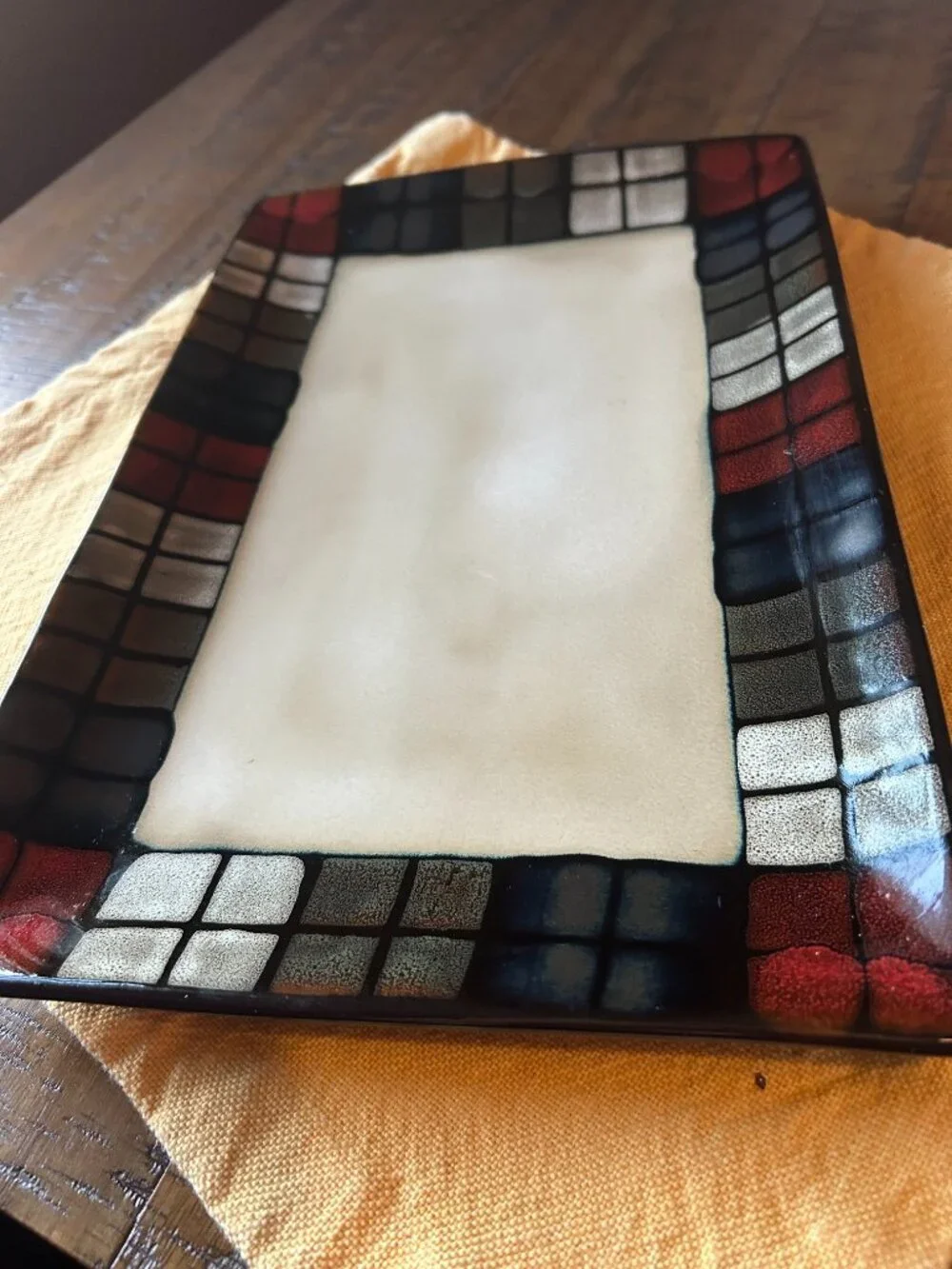 Pfaltzgraff Calico serving plater   rectangular   featuring distinctive  red, bl
